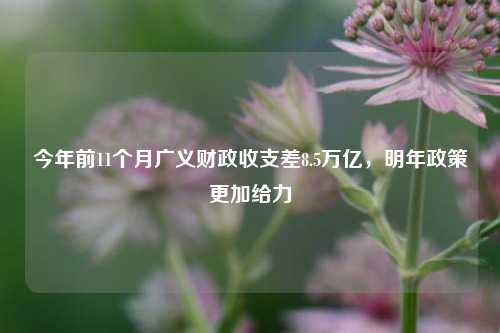 今年前11个月广义财政收支差8.5万亿，明年政策更加给力